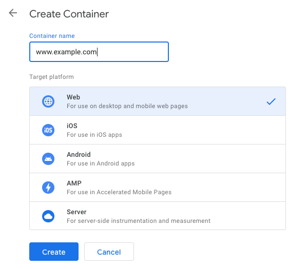 GTM Container Set Up Example